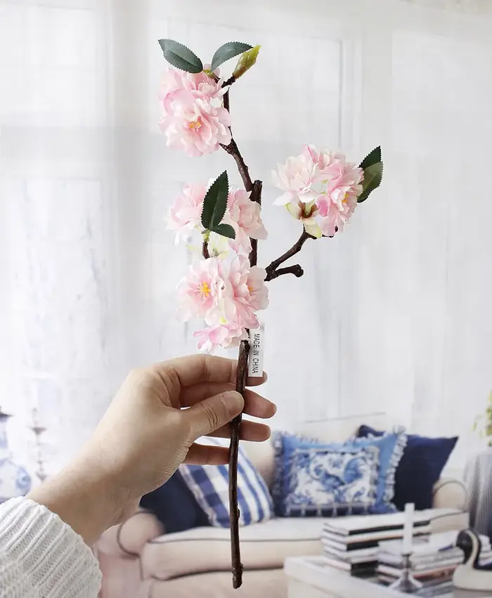 Vert Aloes 6 pièces artificielles 3 fourchues petite branche Sakura soie fausses fleurs décoration d