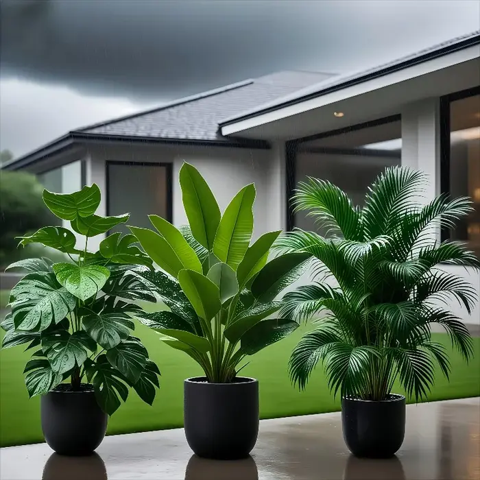 Lot de 3 plantes artificielles luxuriantes : bananier