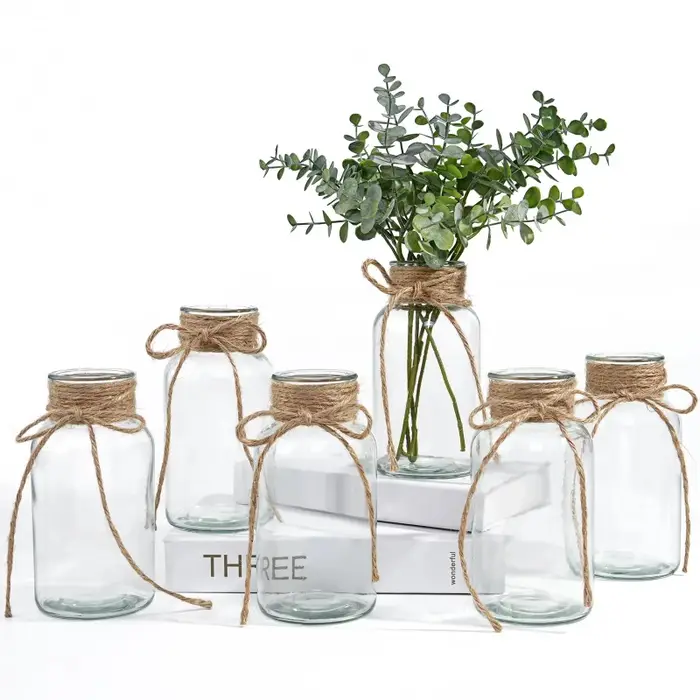 Vases en verre Vintage, fleurs claires, bouteille de fleurs nordique, plantes rétro, pot en verre pour ferme, décoration de mariage, décoration de maison