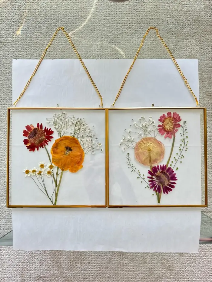 Cadres de fleurs pressés suspendus