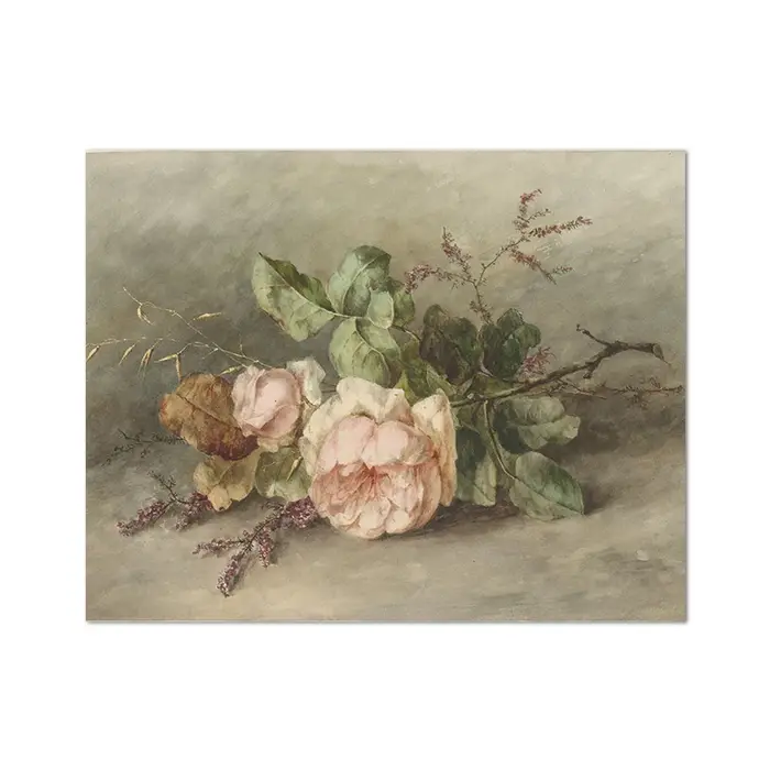 Peinture sur toile à l'huile de pivoines de fleurs vintage