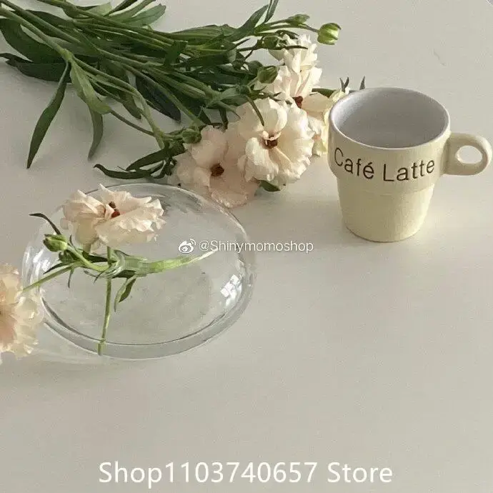 Vase en verre plat transparent de style français