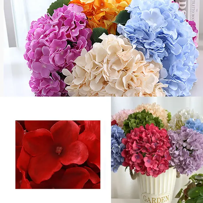 1 bouquet de fleurs d'hortensia artificielles en soie