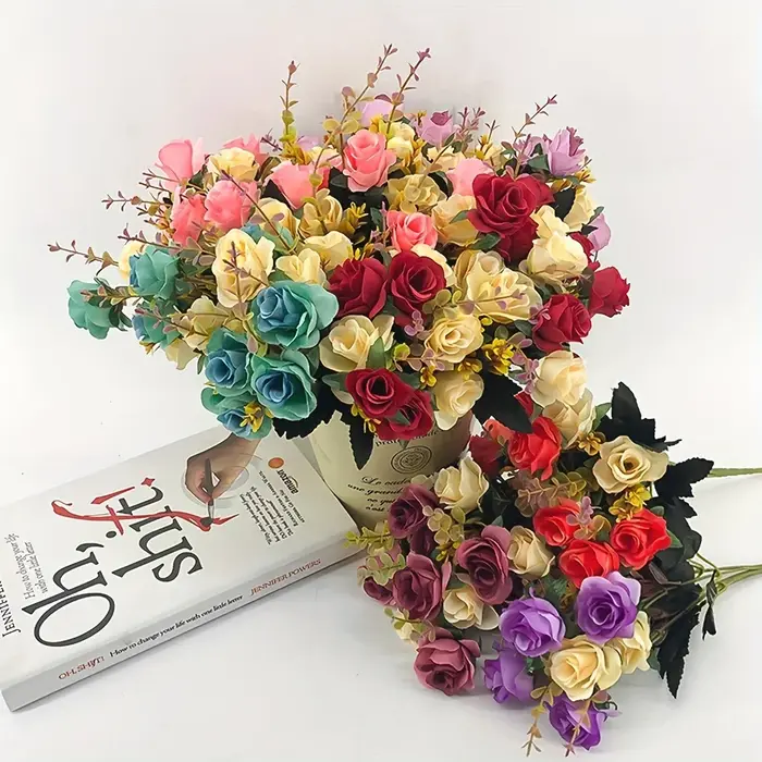 12 têtes de roses artificielles