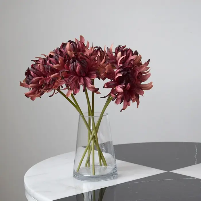 15/20 pièces de chrysanthèmes artificiels en soie bleus