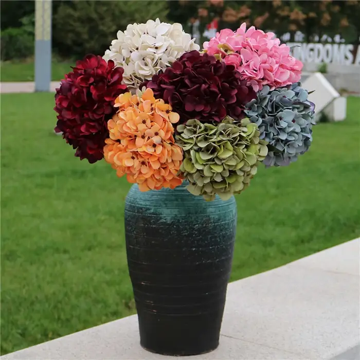 Fleurs artificielles Vintage soie hortensia Brial Bouquet saint valentin couronne de mariage Decora fausses plantes Vase noël maison jardin