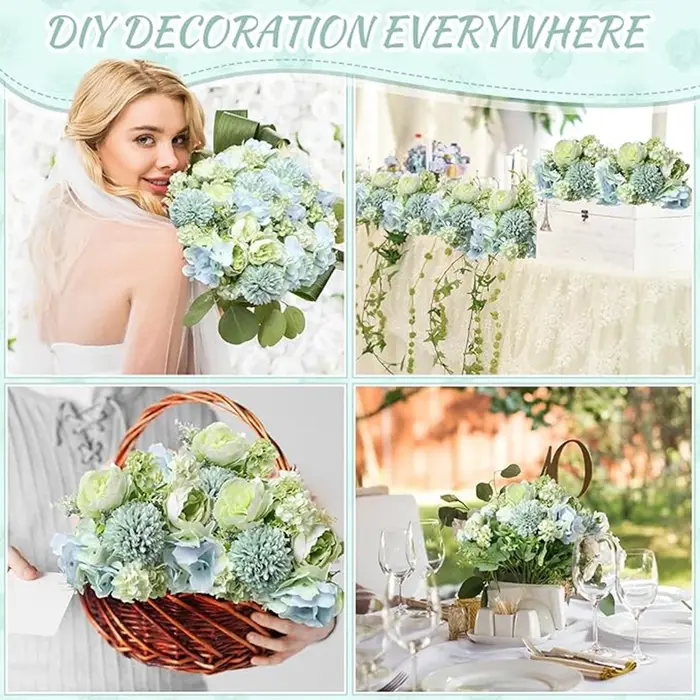 Fleurs Artificielles en Soie Pivoine Hortensia pour Festival