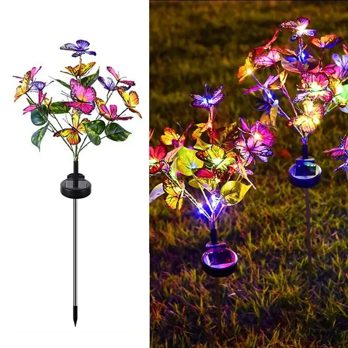 Lampe solaire LED en forme de papillon pour pelouse, lumière solaire de jardin extérieure, idéale po