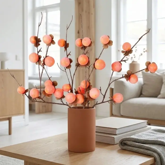 8 têtes de branches de kaki artificielles