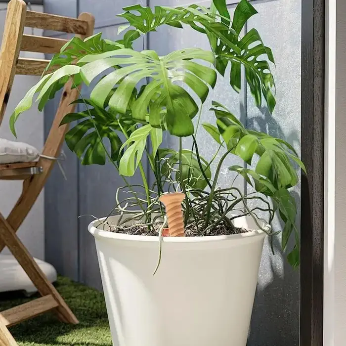 Piquets d'arrosage de plantes en terre cuite, 4X, Abreuvoir décoratif automatique en forme de vis, Piquets d'arrosage de jardin en argile