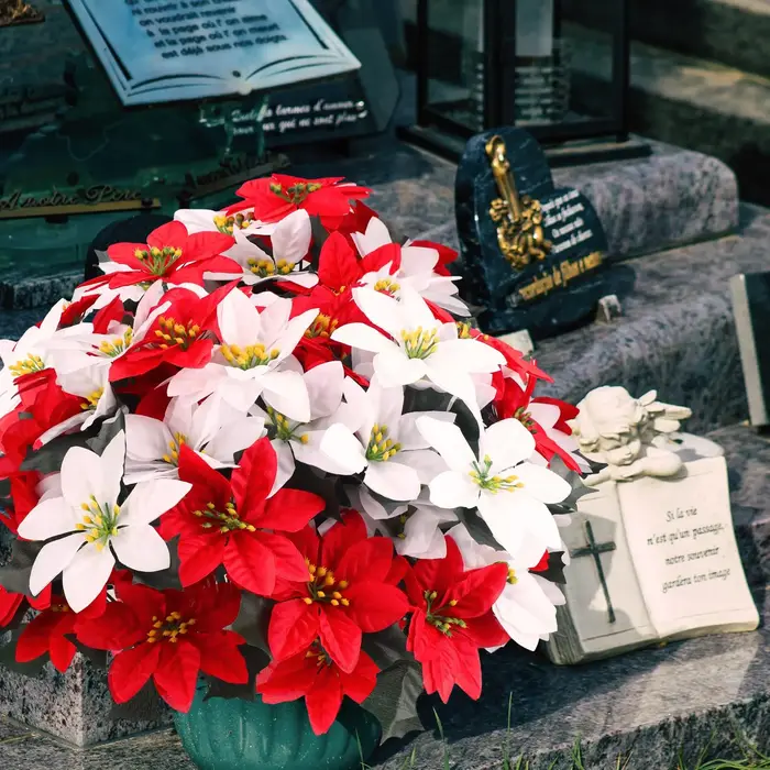 Bouquet de fleurs de Poinsettia artificielles à 5 têtes