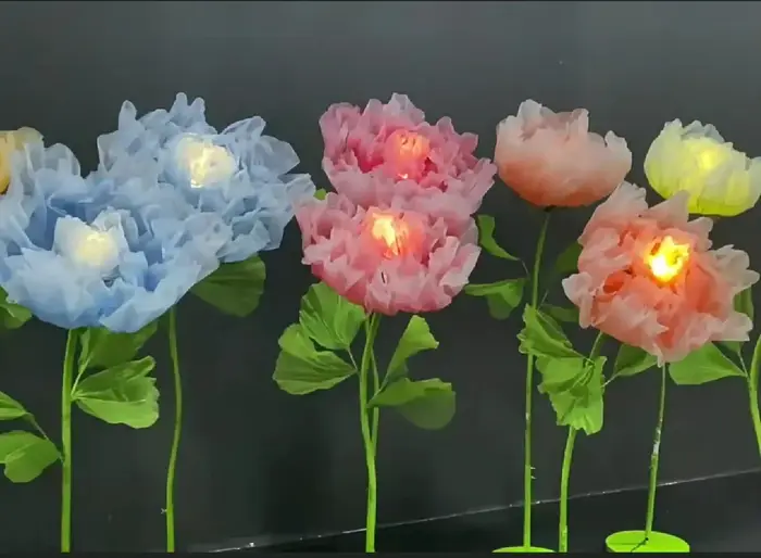 Fleurs artificielles LED à ouverture et fermeture automatiques