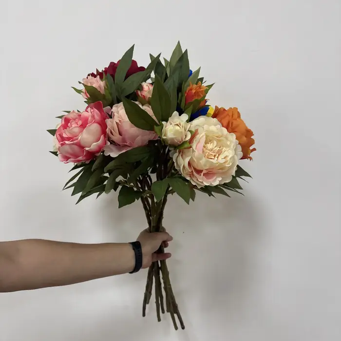 4 pièces de fleurs de pivoine artificielles hydratantes pour la décoration de la maison, du salon, des fêtes, pivoines au toucher réel, bouquet de mariée, décoration de mariage