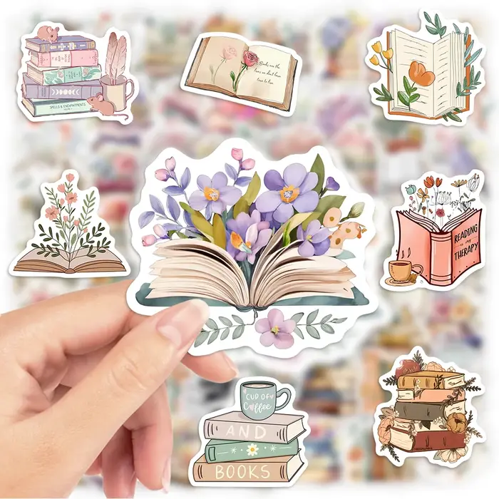 Livre esthétique aquarelle avec autocollants de fleurs