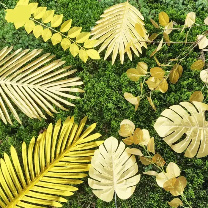 Plantes artificielles feuilles dorées