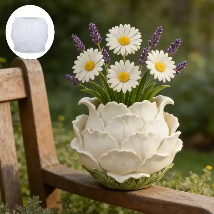 Moule en silicone pour pots en forme de pétales de pivoine 3D