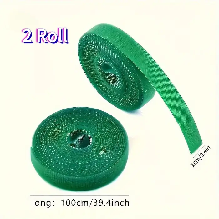 2 attaches pour plantes réutilisables et réglables de 100 cm - Sangle de support verte flexible à fermeture