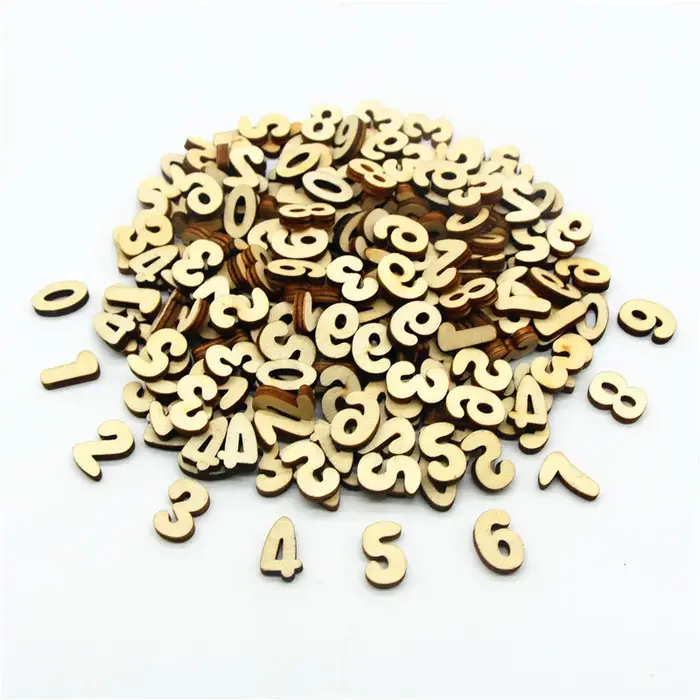 Style rustique majuscule lettres en bois Alphabet disques découpés