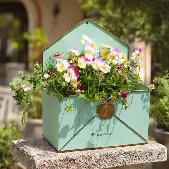 Jardinière murale vintage en forme d'enveloppe pour intérieur et extérieur