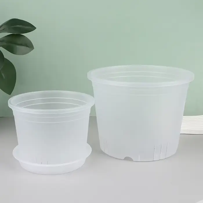 Pot d'orchidée rond Transparent avec/sans plateau