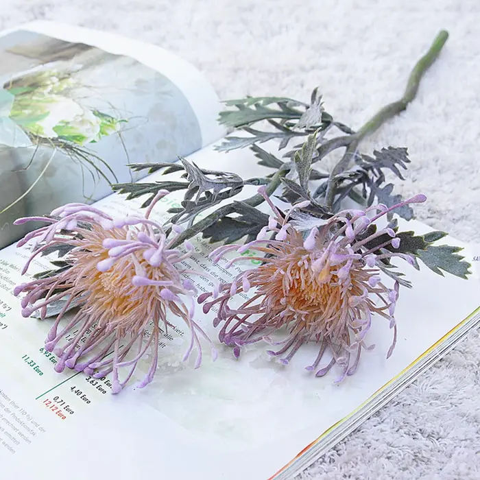 Fleurs artificielles branche courte griffe de crabe 2 fourchettes Pincushion Festival guirlande Vases maison pas cher décorations de mariage fausse plantation