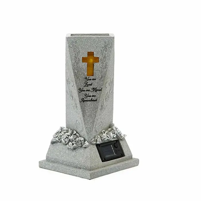 Vase solaire en résine pour cimetière, support floral commémoratif à énergie solaire, ornement décor