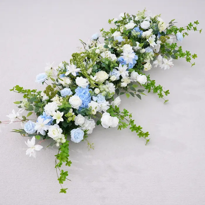 HMEOT H8870 Arche florale carrée avec arrangement de fleurs bleues d'hortensia