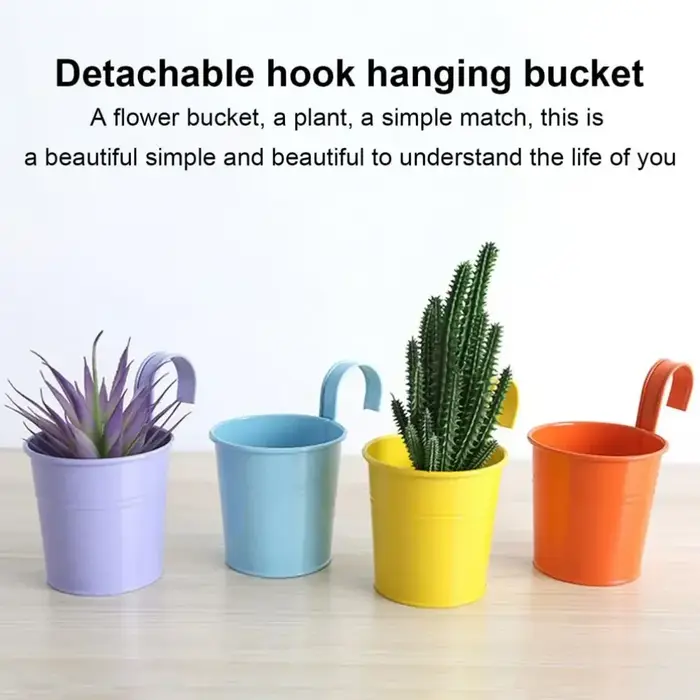 Pot de fleurs suspendu en fer pour balcon avec crochet amovible
