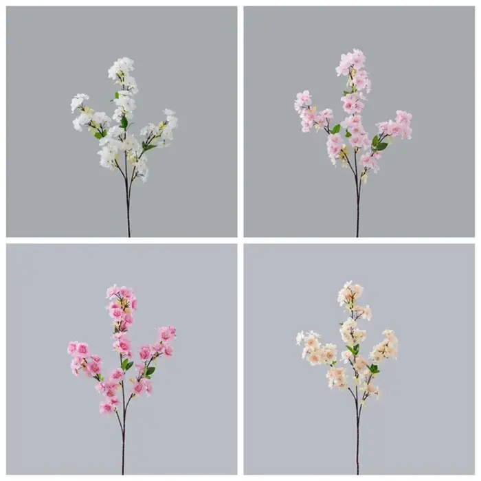 Décor d'hôtel artificiel 3 fourchettes fleurs de cerisier branche soie fausse fleur jardin décoré rose