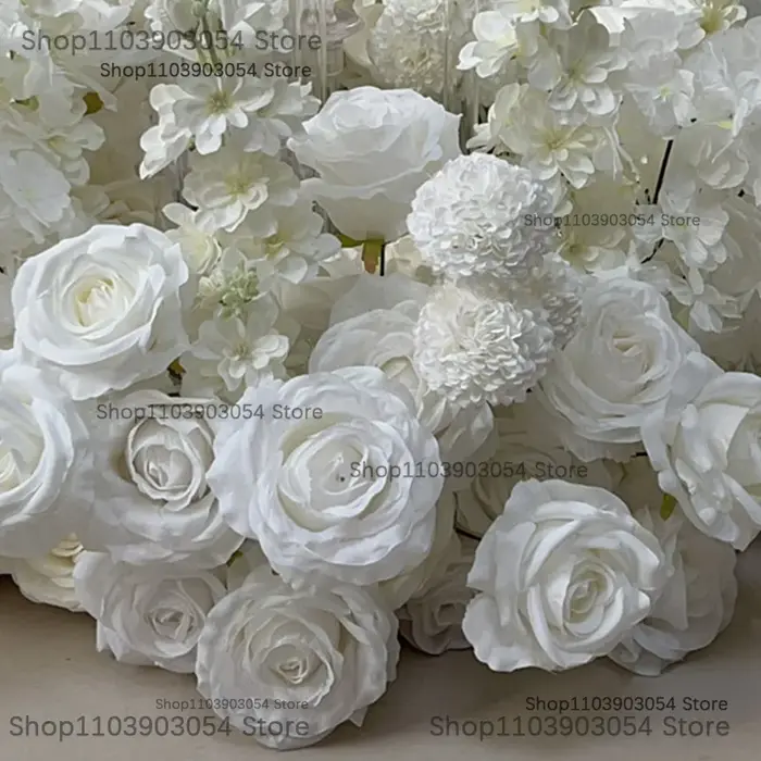 Couronne de luxe artificielle de 60 cm (25 pouces) en roses et jacinthes blanches pour centres de table de mariage