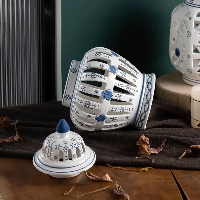 1 pièce Pot décoratif en céramique ajourée de style européen