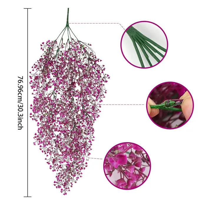 1 pièce de fleurs artificielles de glycine suspendues - Plantes artificielles résistantes aux UV pou