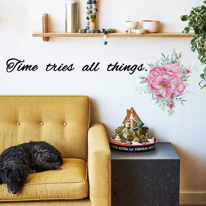 Autocollant mural avec citations inspirantes de fleurs