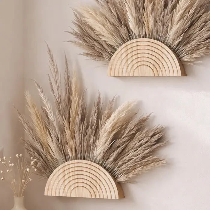 Support mural en bois artisanal pour fleurs