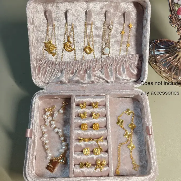 Boîte à bijoux rose irisée floquée Flower Knows - Étui organisateur pour bagues