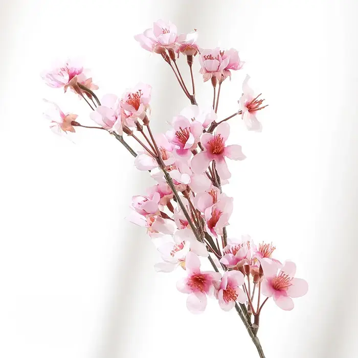 Fleur de pêche artificielle 40cm, petite branche courte, fleur de cerisier, décoration de mariage, f