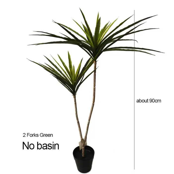 Grandes plantes de Dracaena artificielles tropicales en pot, 90-120cm, fausses feuilles de palmier e