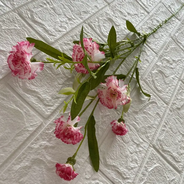 Fausses fleurs artificielles pour décoration de mariage, brindilles d'oeillets roses, fausses fleurs