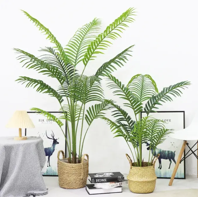 Décor de salon feuilles Hawaii Kwai arbre palmier fleurs en plastique plantes artificielles