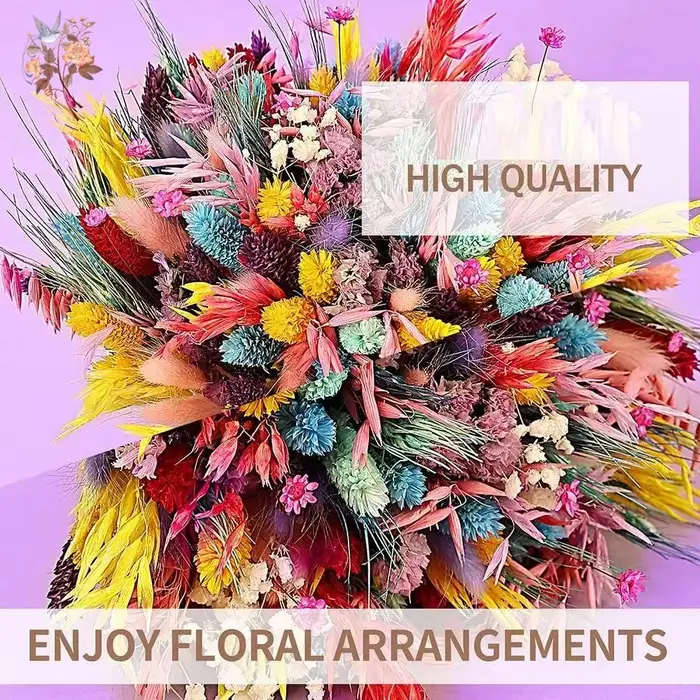 Bouquet de mariage de fleurs séchées colorées pour mariée
