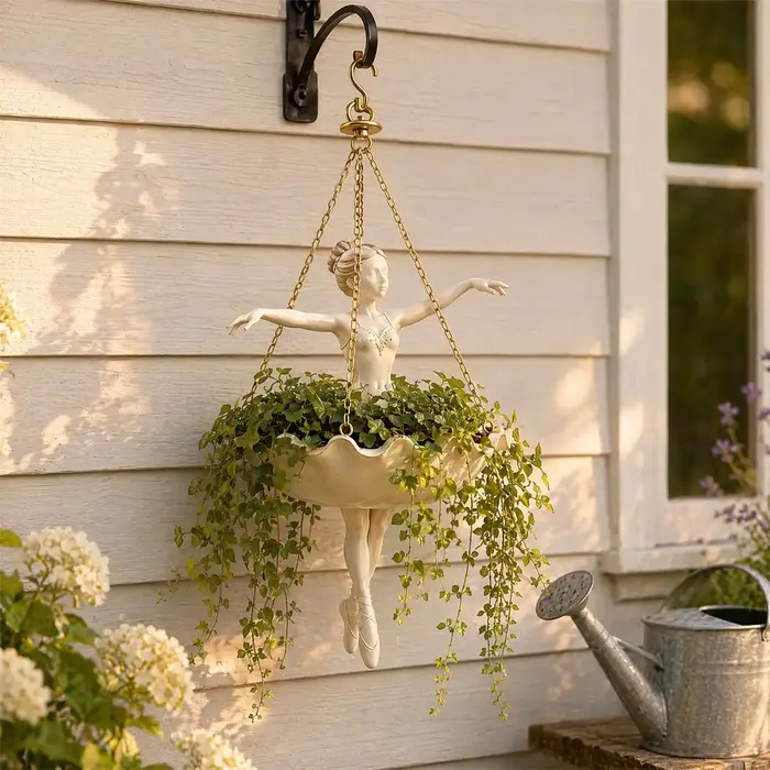 Pot de fleurs oscillant en résine, conteneur pour plantes d'intérieur, ornement, pot de culture pour plantes suspendues pour salon, salle à manger, balcon, café