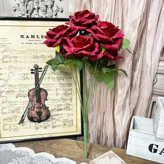 Fleurs artificielles en soie à 7 têtes