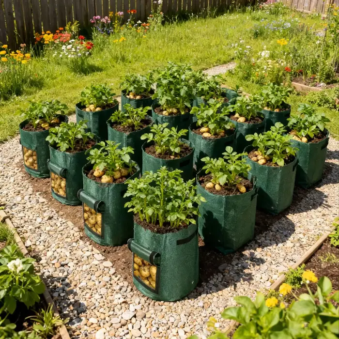 Lot de 2 sacs de plantation pour pommes de terre vertes avec poignées et couvercles