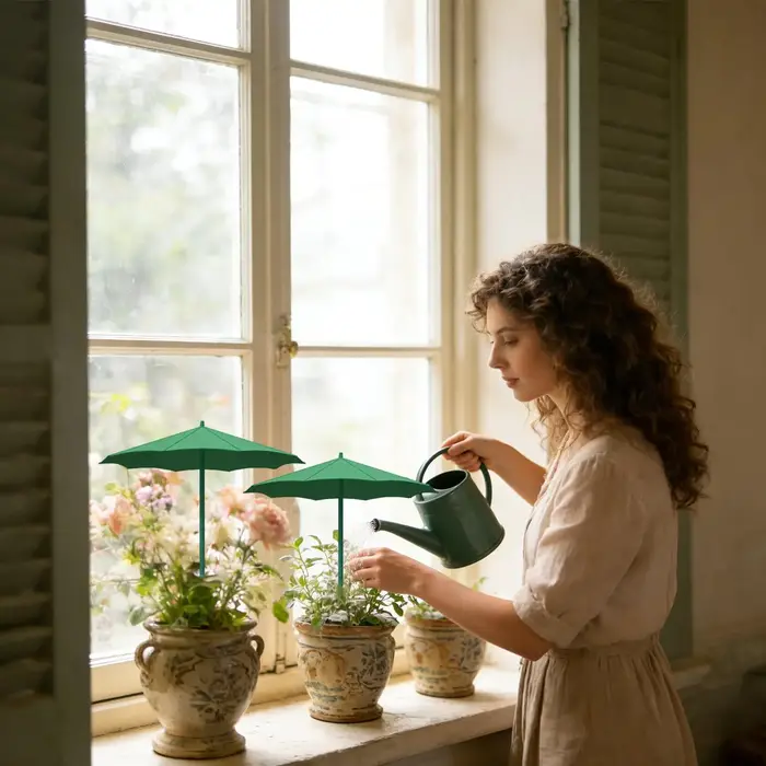 Lot de 3 Parasols pour Plantes avec Insertion au Sol