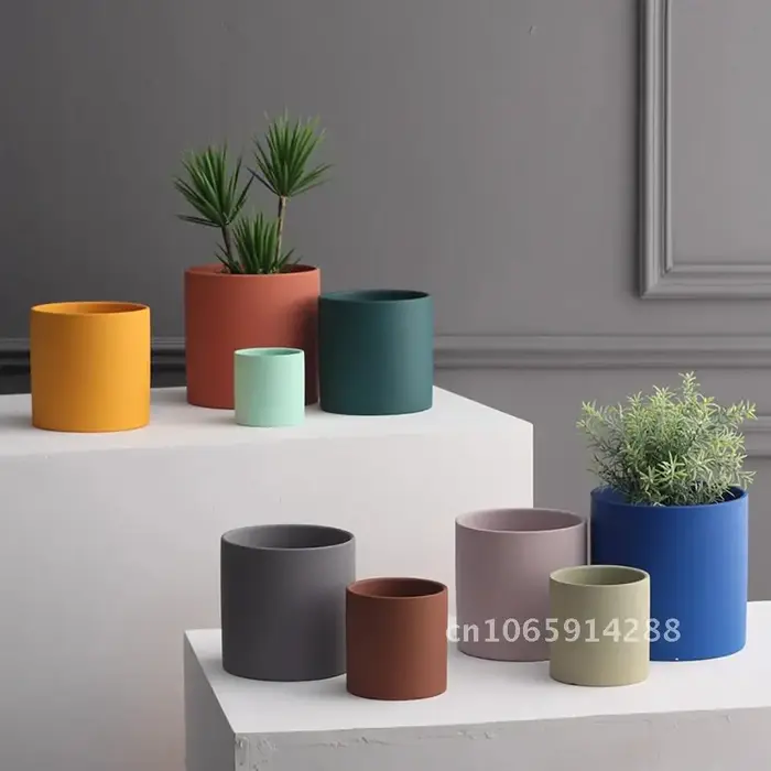 Pot de plantes en céramique nordique avec plateau