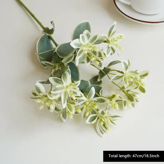 Plantes vertes artificielles à bord argenté, fausses fleurs, Arrangement floral de mariage, matériel
