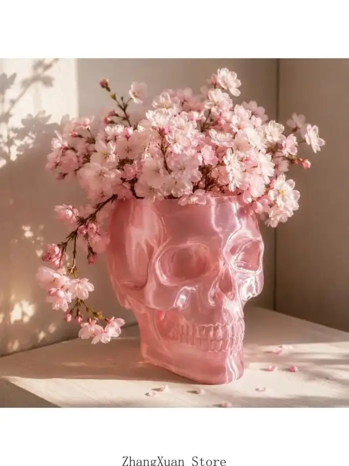 Vase d'affichage crâne pour petite feuille branche sèche, utilisation en intérieur 3XUF