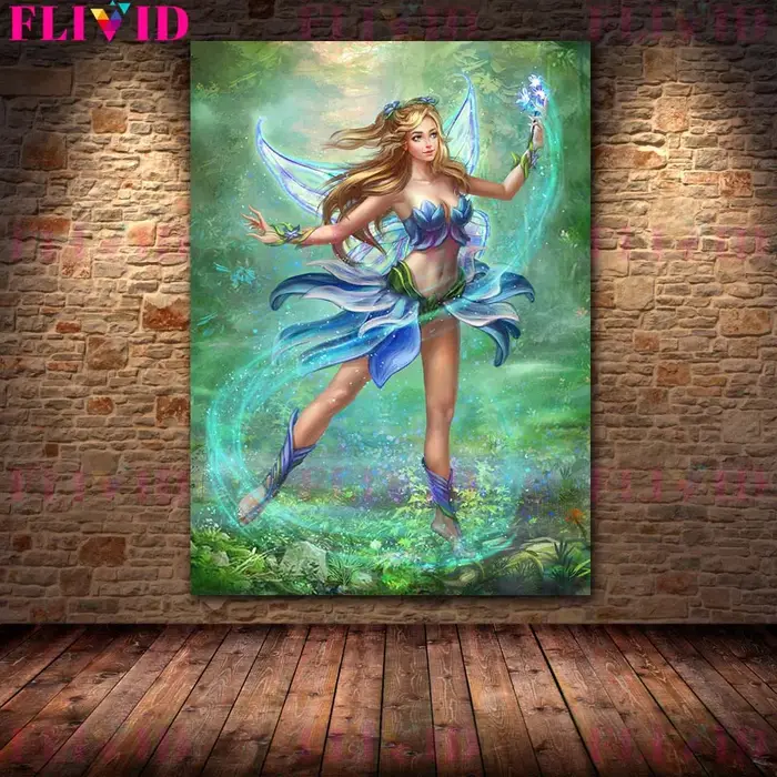 Affiche murale de féerique de fleur de dessin animé