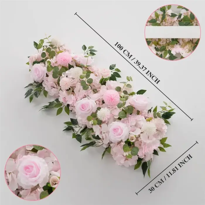 100x30CM Uflower Guirlande de fleurs artificielles roses blanches et verdure