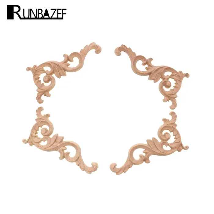 RUNBAZEF – fleur d'angle sculptée en bois véritable